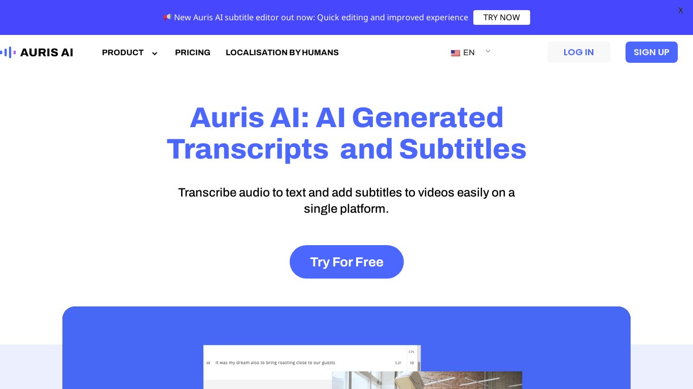 Auris AI Landing page