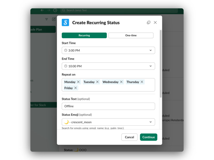 Status Scheduler for Slack Landing Page