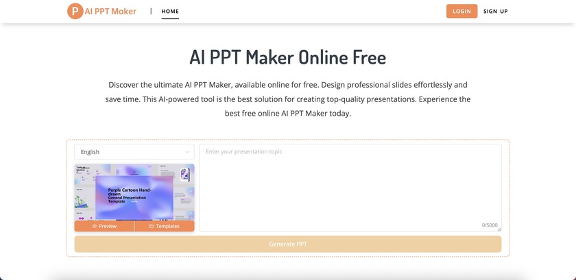 AI PPT Maker AI Landing Page