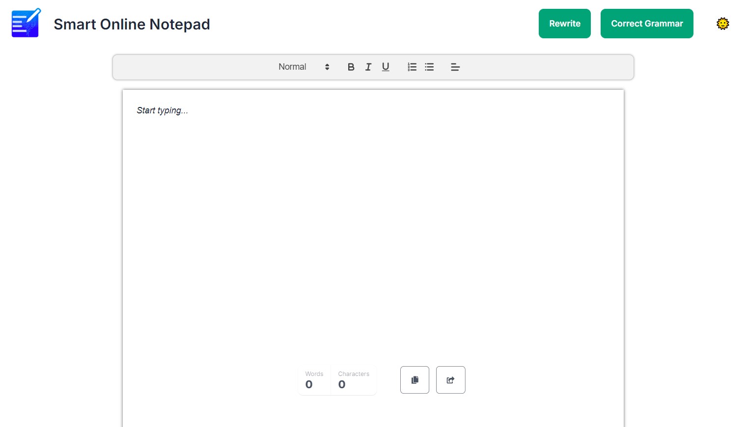 Smart Online Notepad Smart Online Notepad - Light Mode