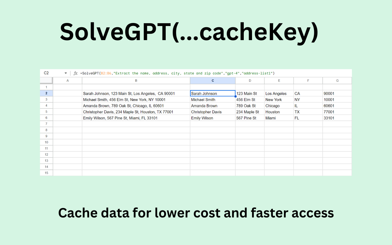 SolveGPT Cache data for lower cost and faster access