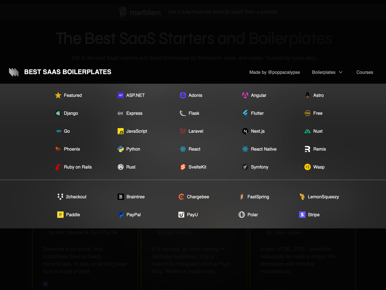 SaaSBoilerplates.dev Best SaaS Boilerplates Demo