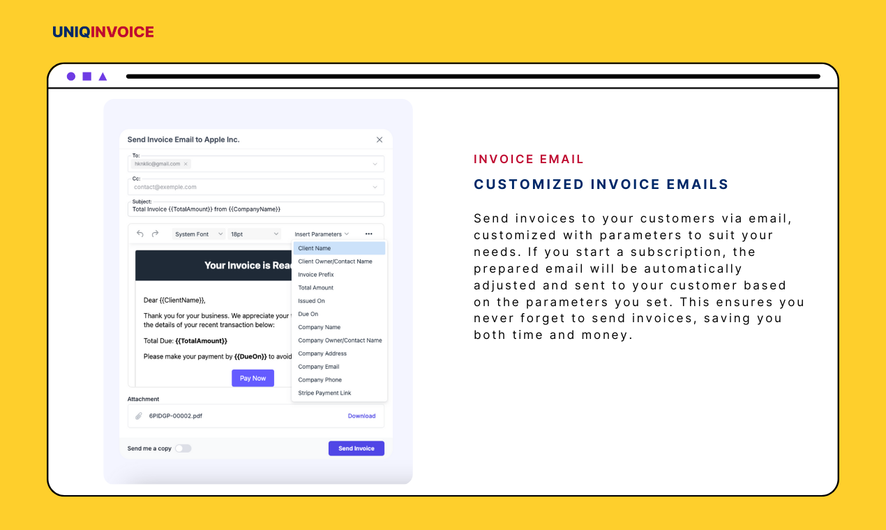 UniqInvoice UniqInvoice - Invoice Email