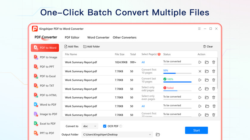 Kingshiper PDF to Word Converter Landing Page