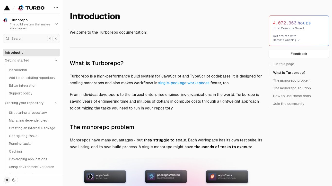Turborepo Landing page