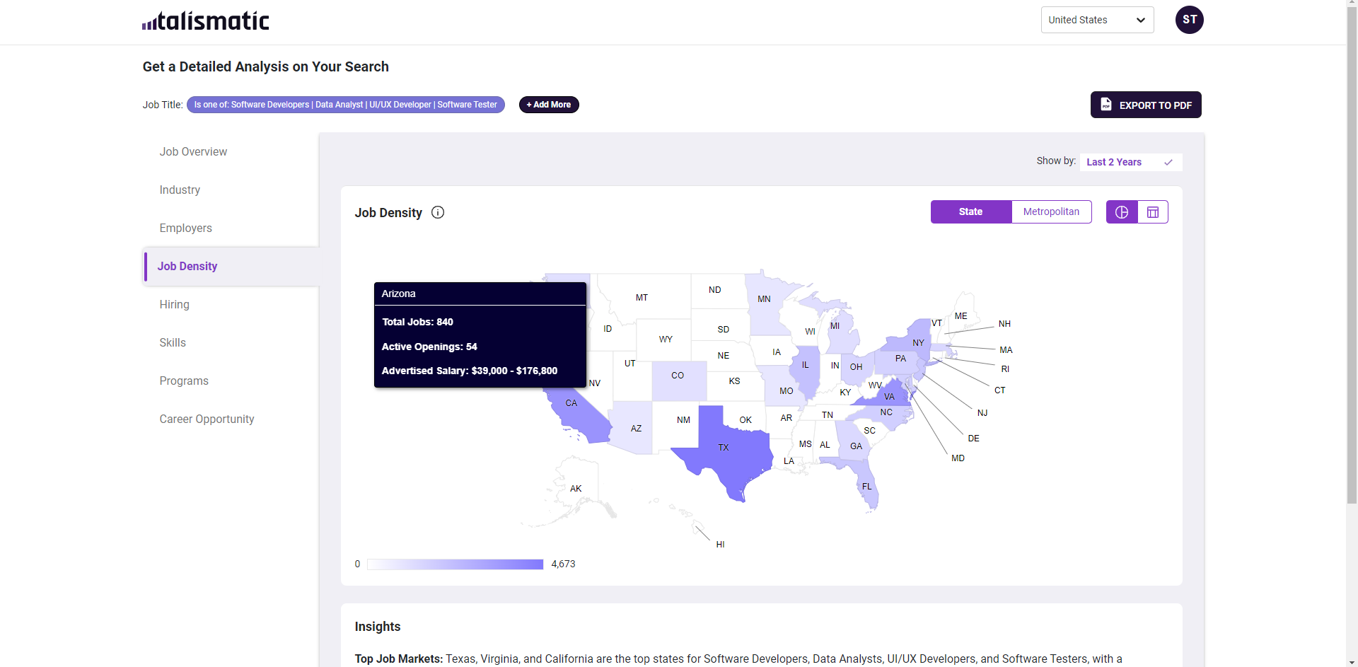 Talismatic Job Density Heat Map