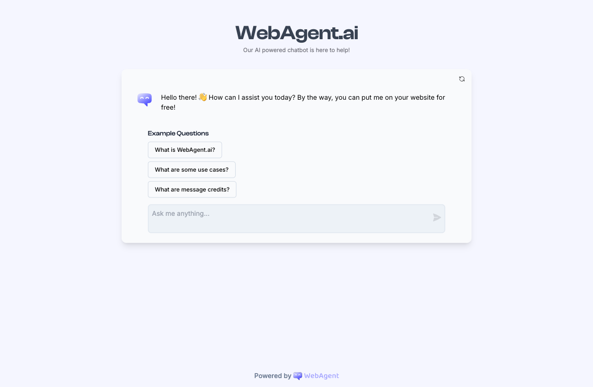 WebAgent AI Shareable Chat Widget
