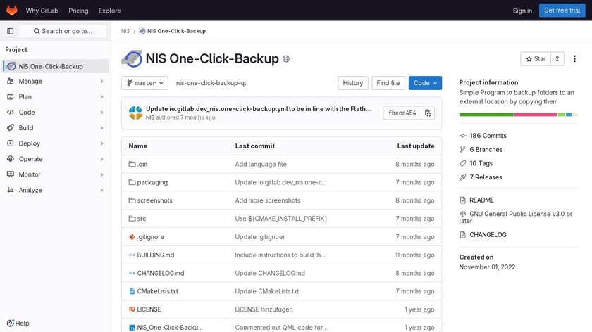 NIS One-Click-Backup Landing Page