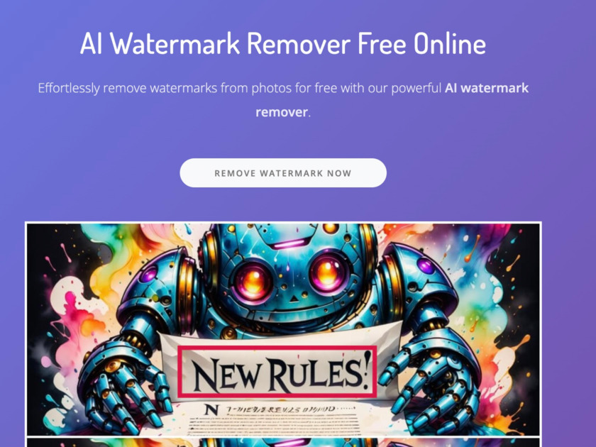 AIWatermarkRemover.io Easily remove watermark from photos with our AI Watermark Remover