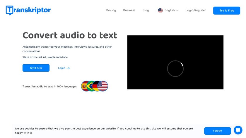 Transkriptor Landing Page