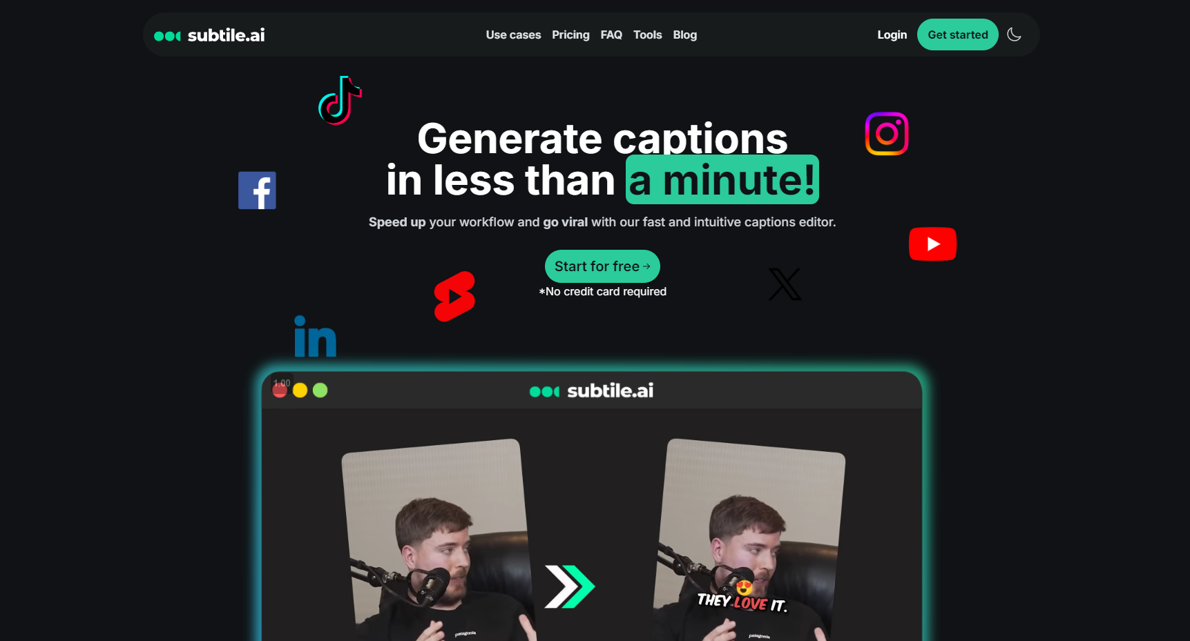 Subtile AI Home page