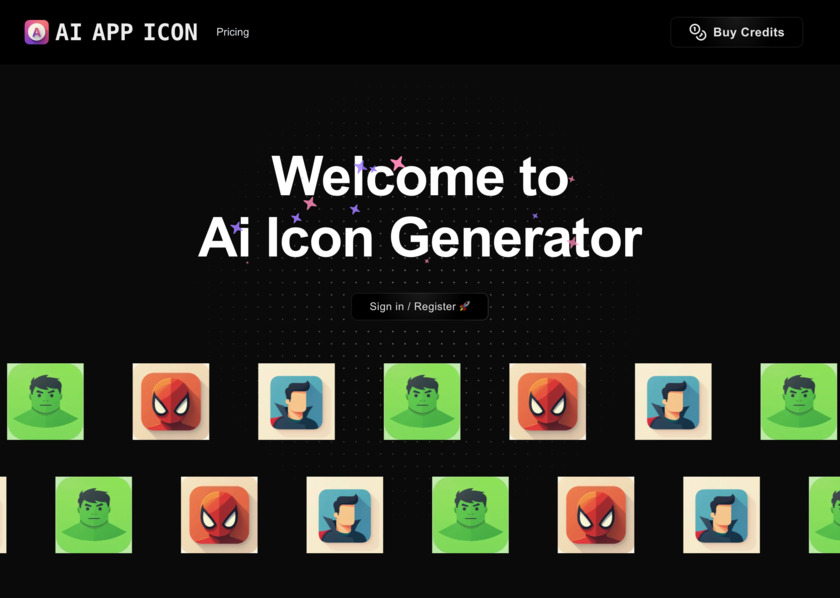 AI App Icons Landing Page