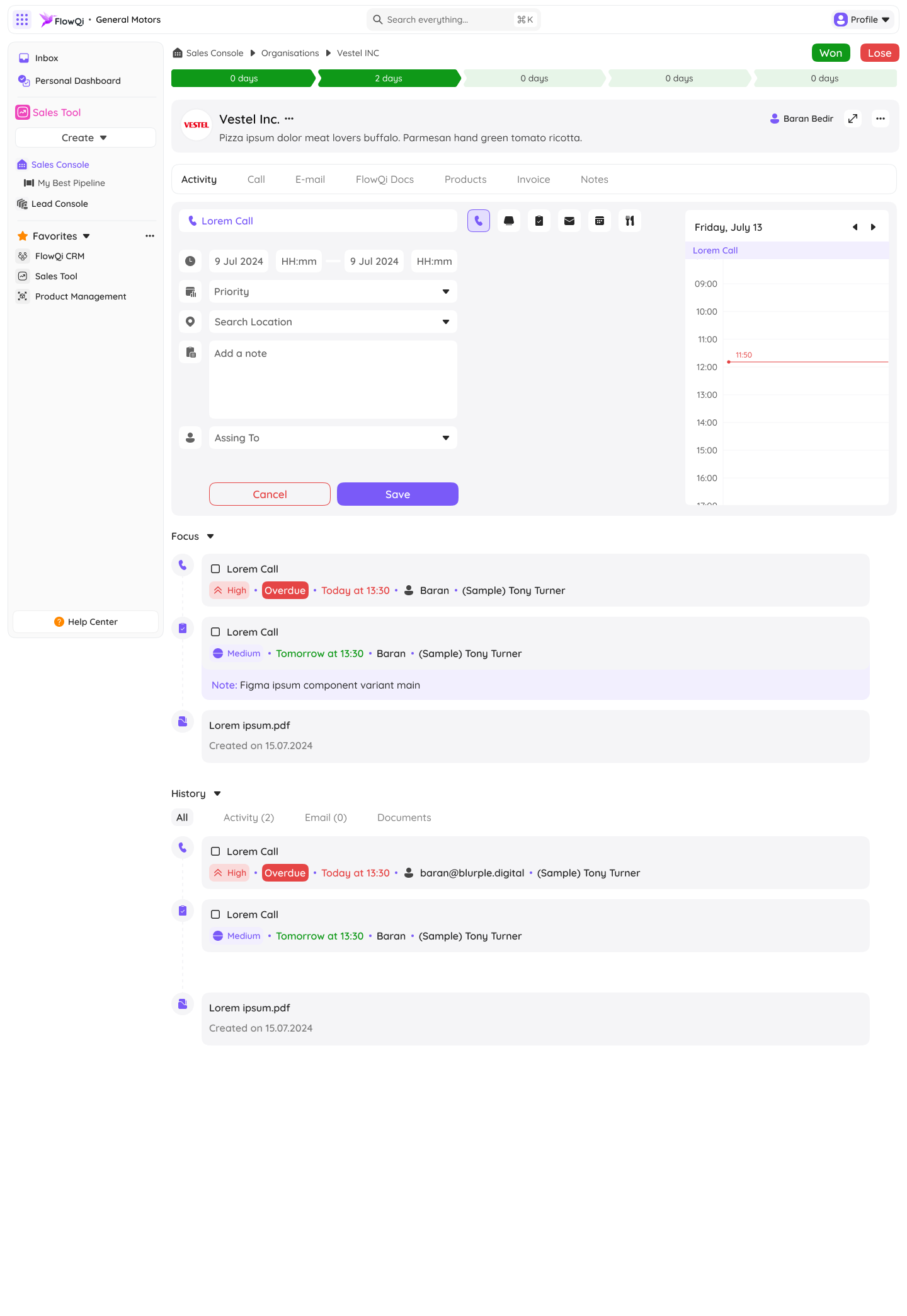 FlowQi Sales Tool - Organisations detail