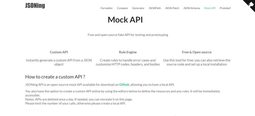 JSONing API Landing Page