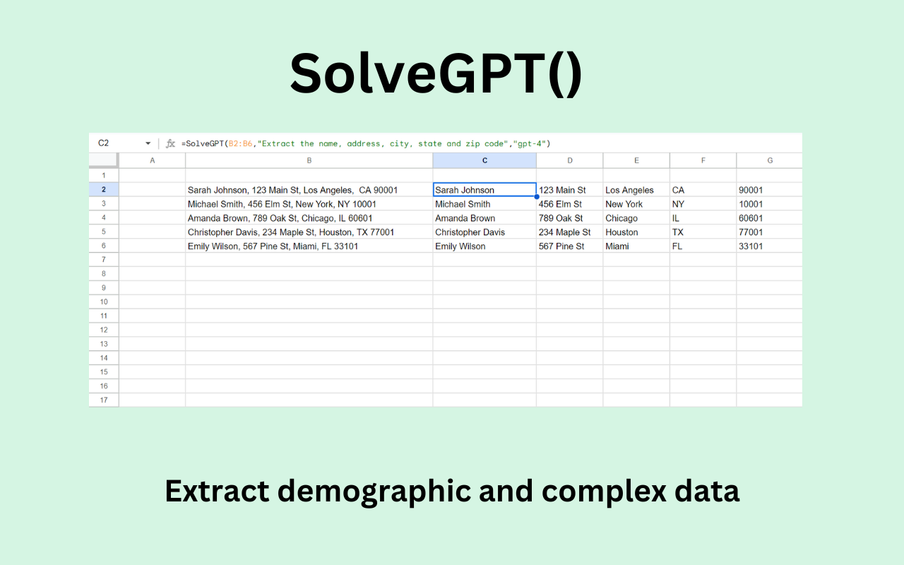 SolveGPT Extract demographic and complex data