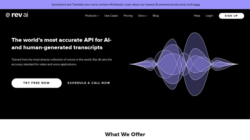 Rev.ai Landing Page