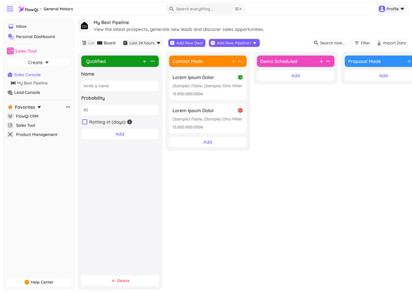 FlowQi Pipelines Sales Tool