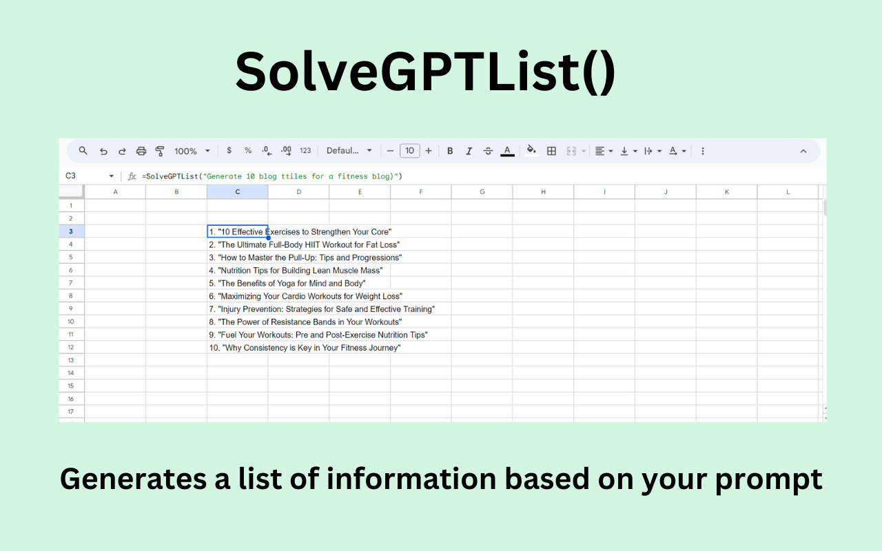 SolveGPT Generate a list of information based on your prompt