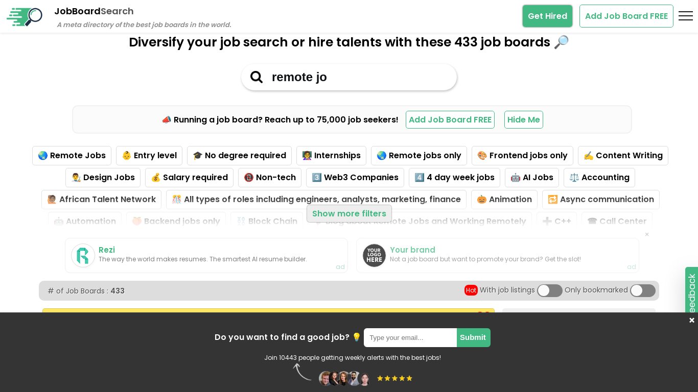 JobBoardSearch 🔎 Landing page