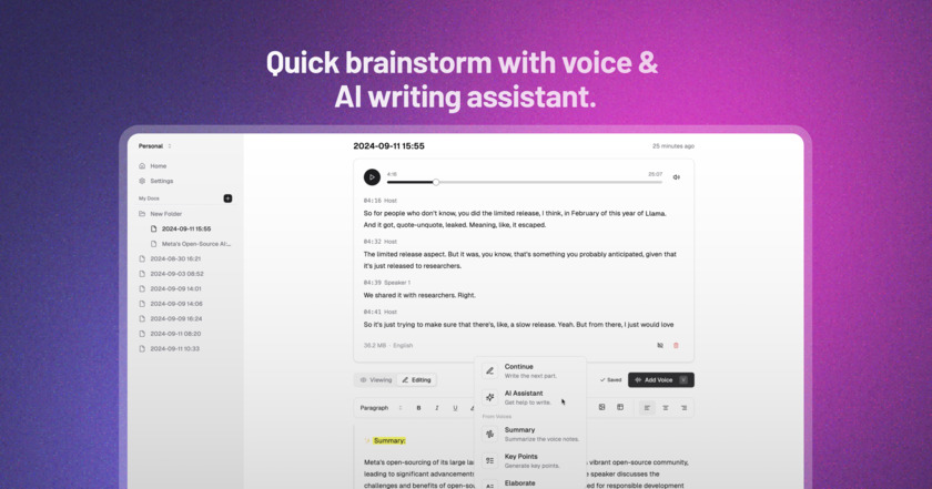 VoiceTaking Landing Page