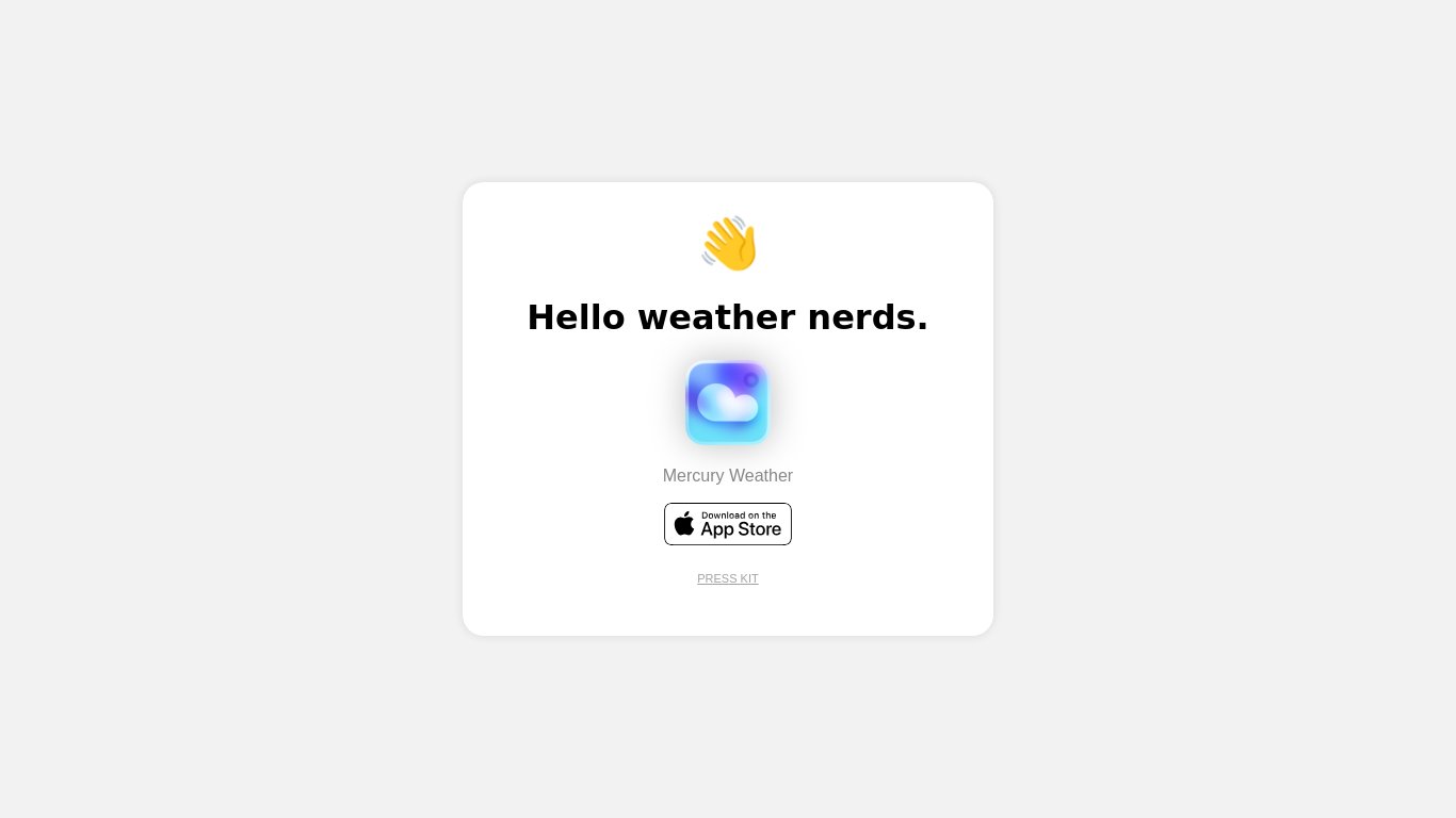 Mercury Weather Landing page