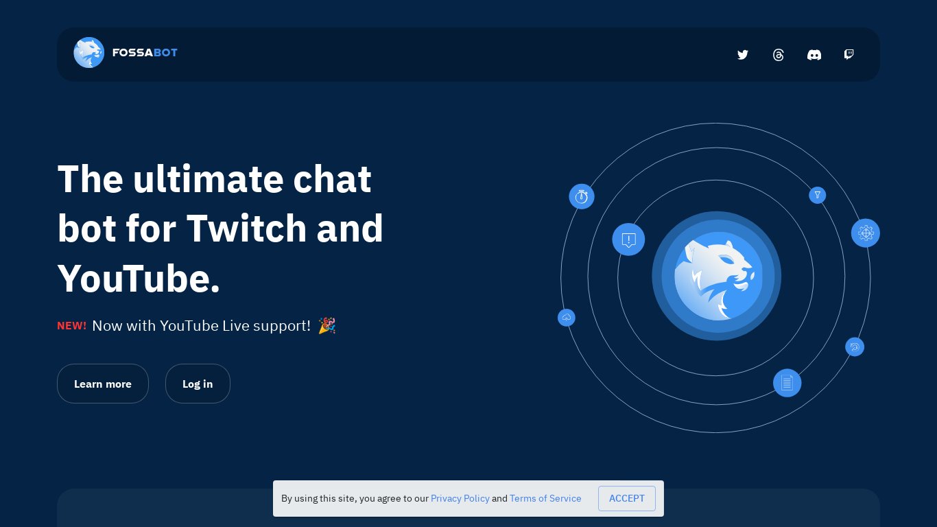 Fossabot Landing page