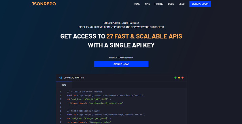 JSONREPO Landing Page