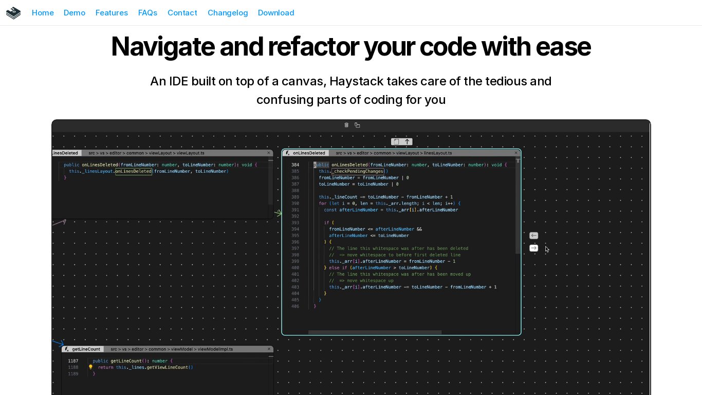 Haystack Editor Landing page
