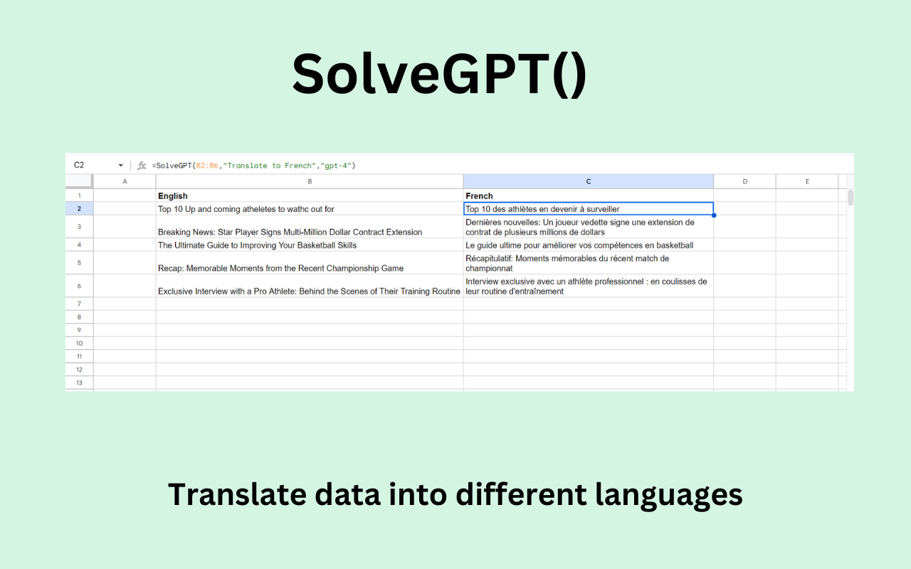 SolveGPT Translate data into multiple languages