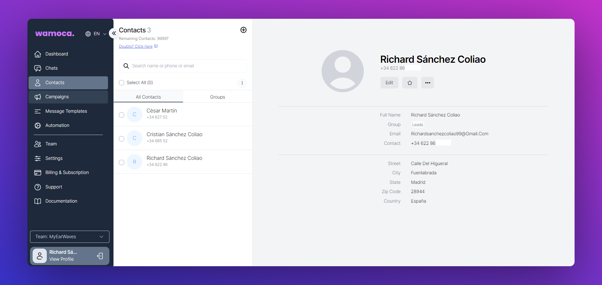 Wamoca Contacts