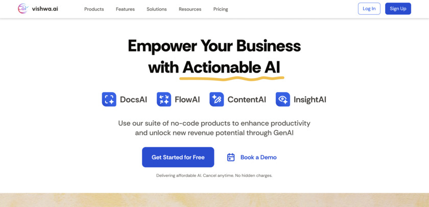 vishwa.ai Landing Page