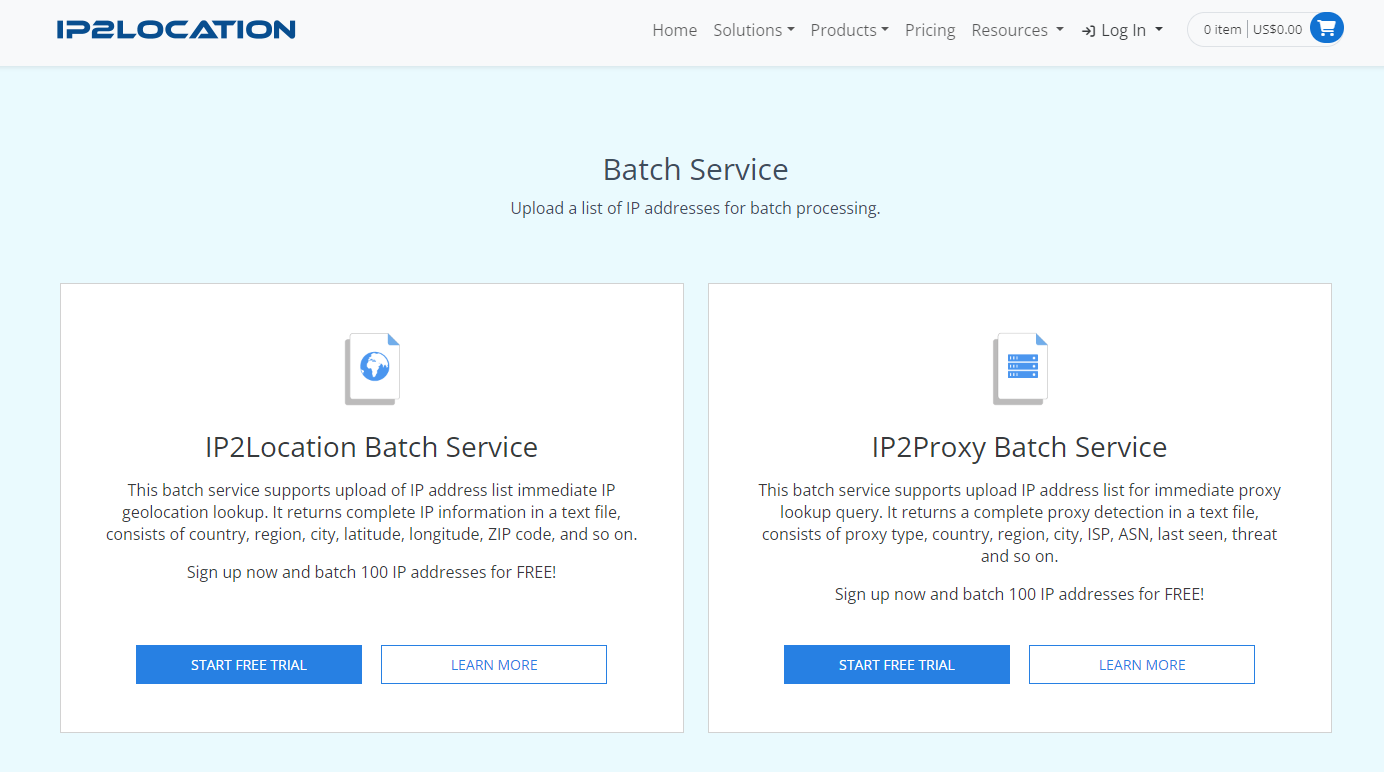 IP2Location IP2Location Batch Service