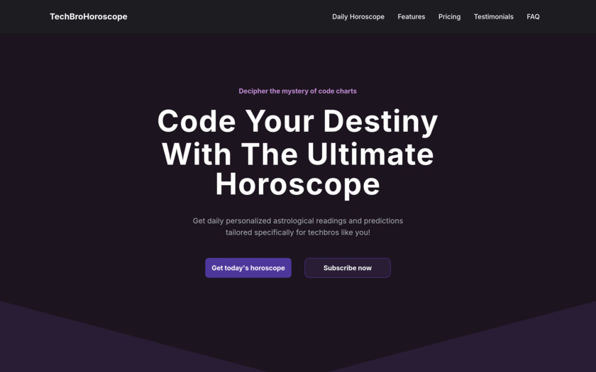 TechBroHoroscope Landing Page