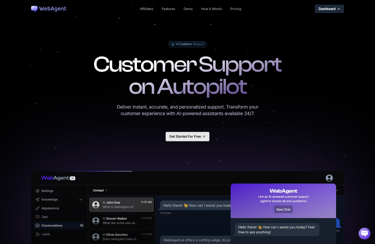 WebAgent AI Homepage