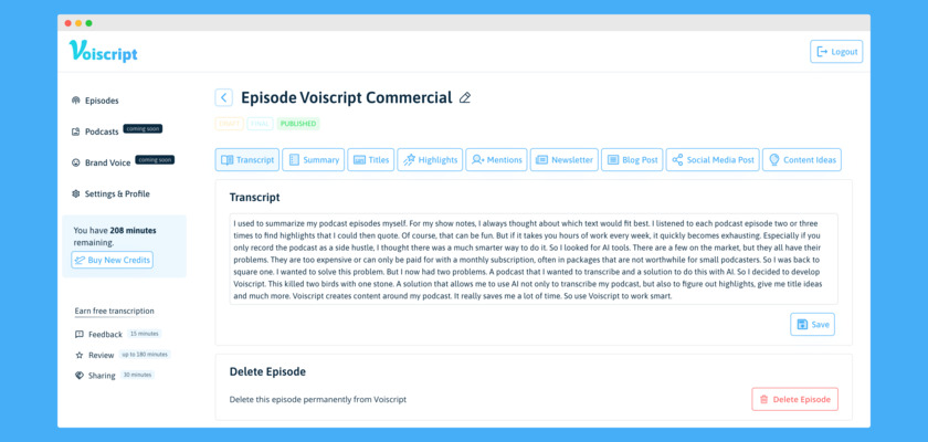 Voiscript.io Landing Page