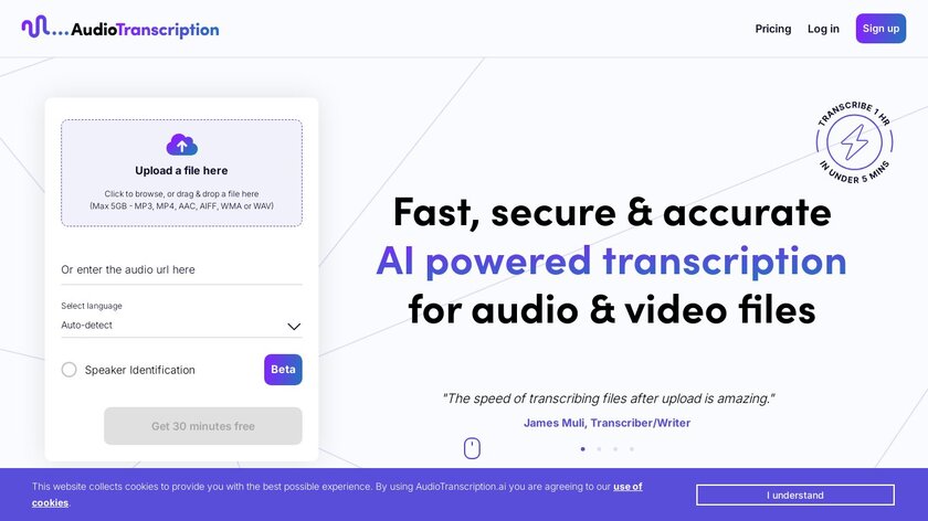 AudioTranscription.ai Landing Page