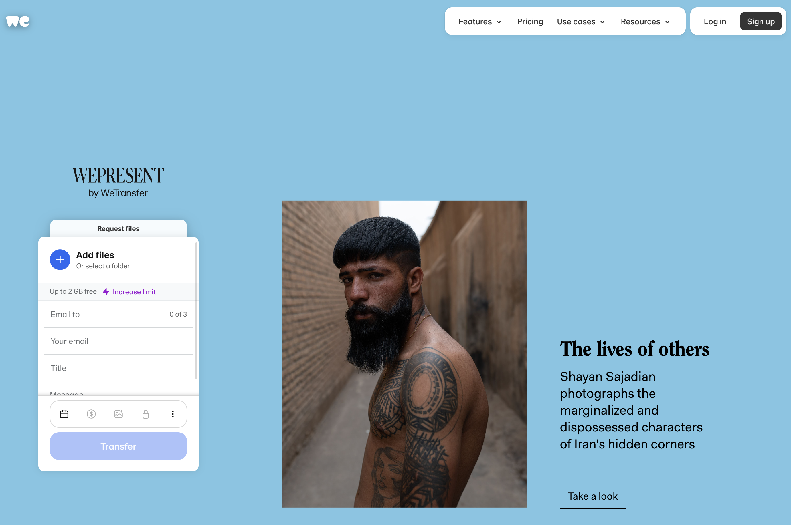 WeTransfer Homepage