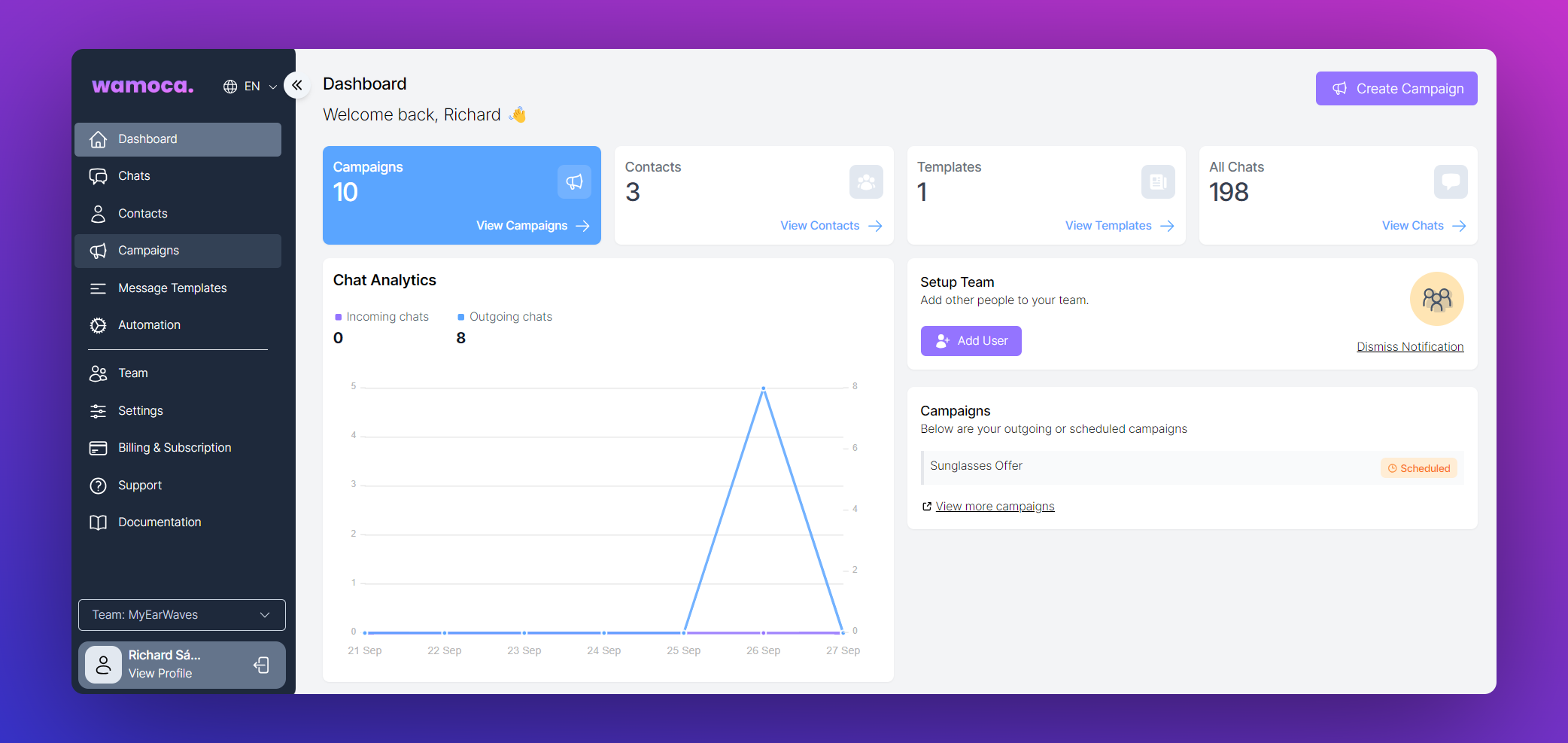 Wamoca Dashboard