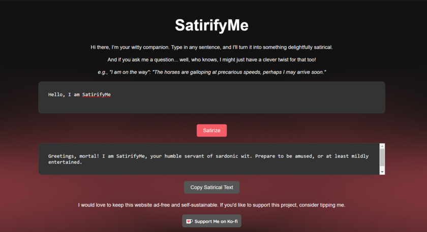 SatirifyMe Landing Page