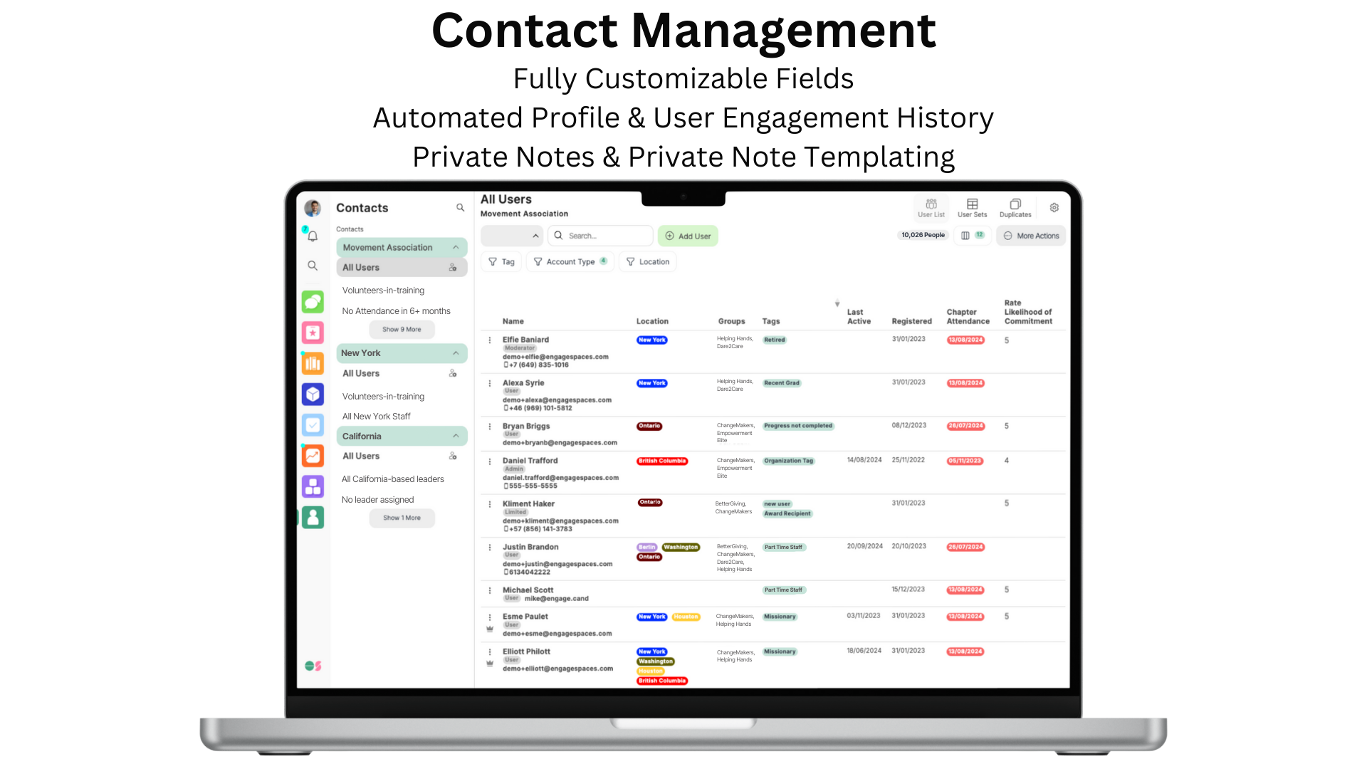 Engage Spaces Contact Management