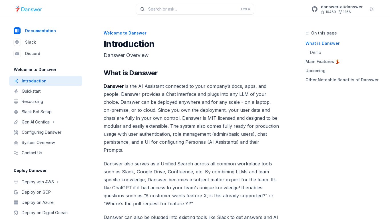 Danswer Landing page