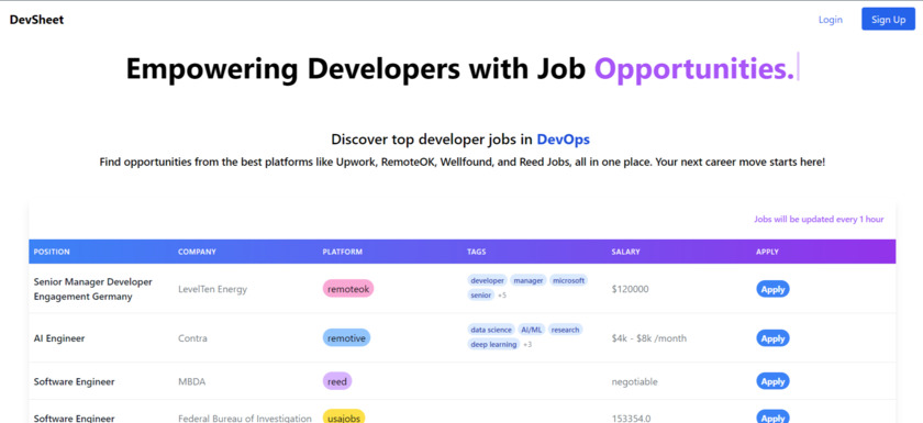 Devjob.online Landing Page