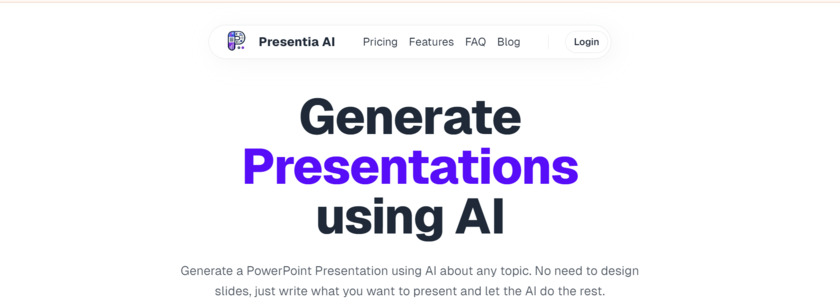 Presentia.ai Landing Page