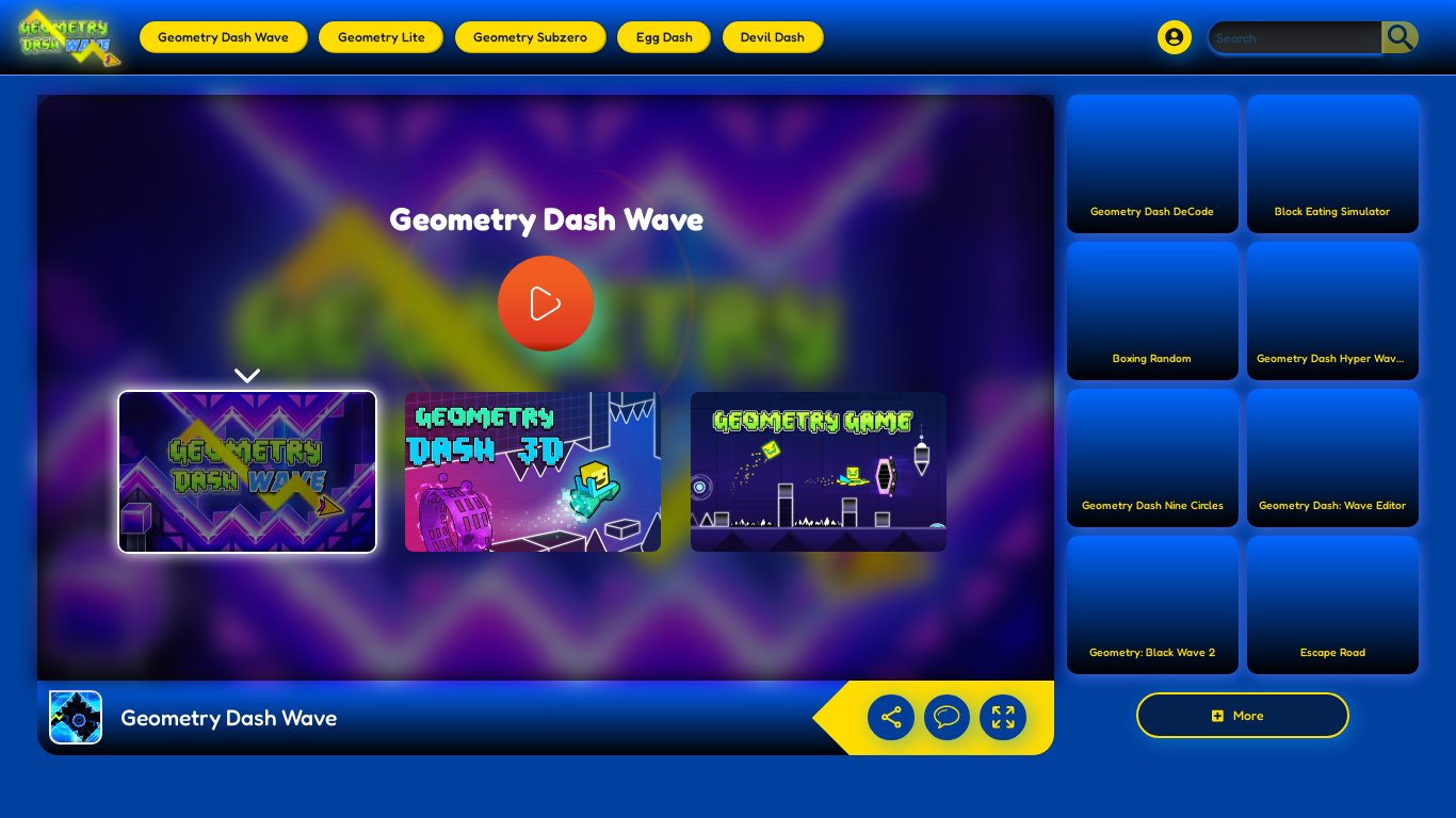 Geometry Dash Wave Landing page