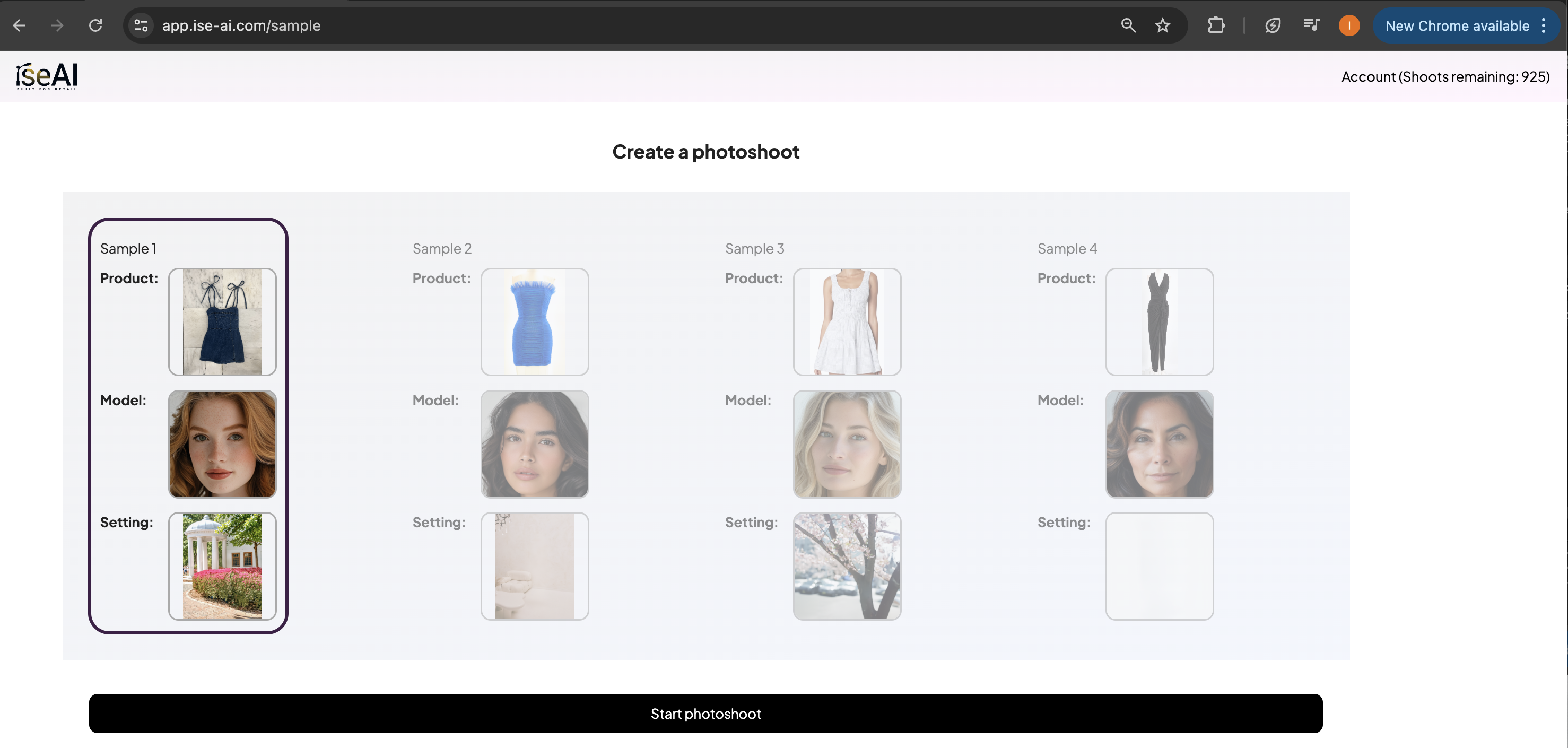 Ise AI Free sample experience, Ise AI does not require any text prompting to make editorial-grade product photos