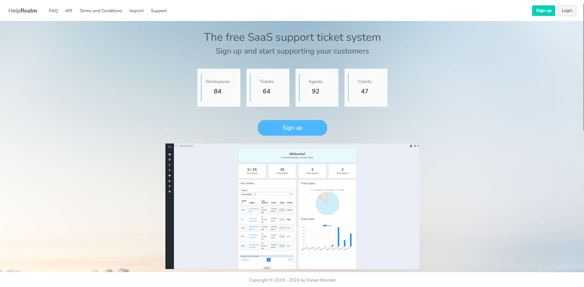 HelpRealm.io Home page