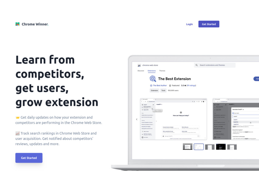 Chrome Winner Marketing and competitor analysis for Extensions