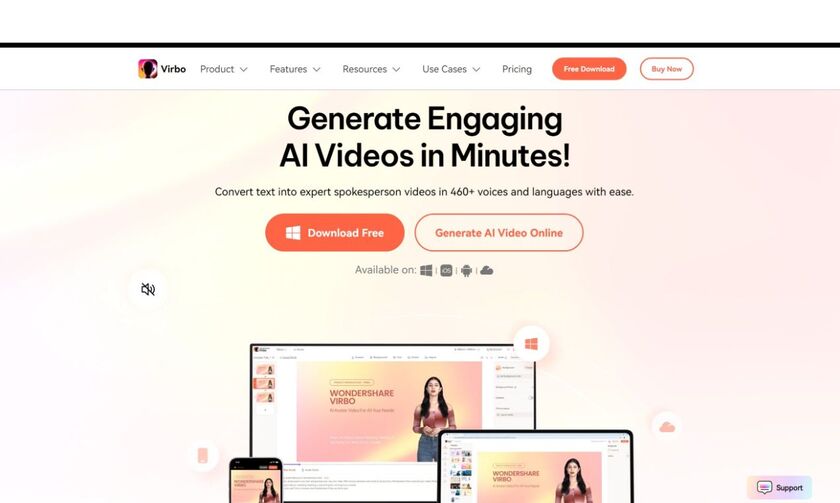 Wondershare Virbo Landing Page