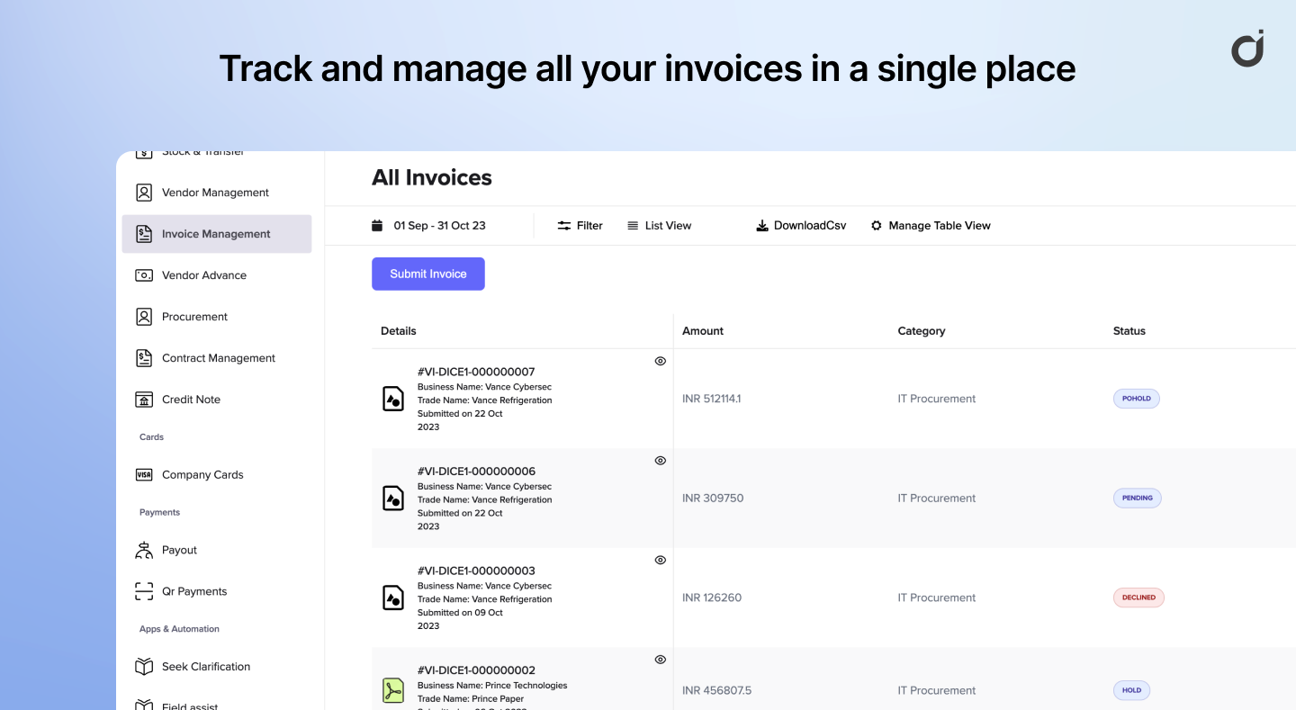Dice.tech Complete invoice management