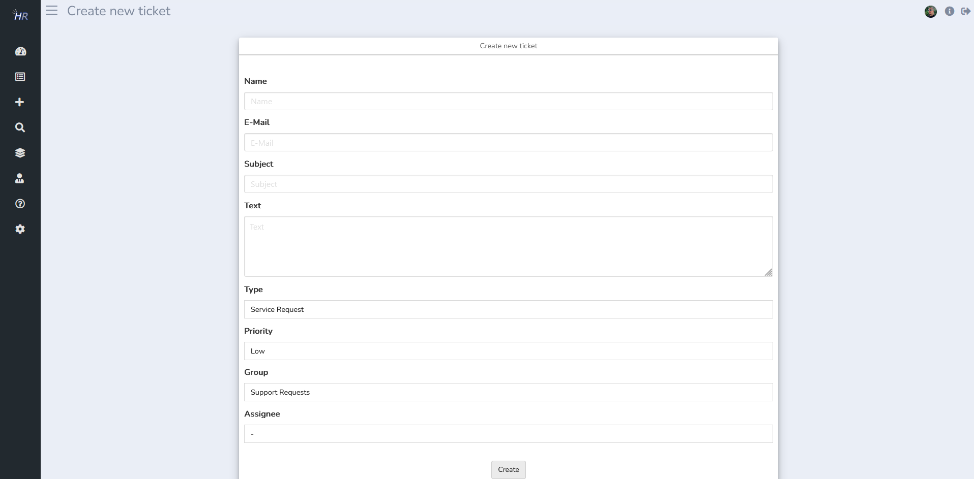 HelpRealm.io Create new ticket